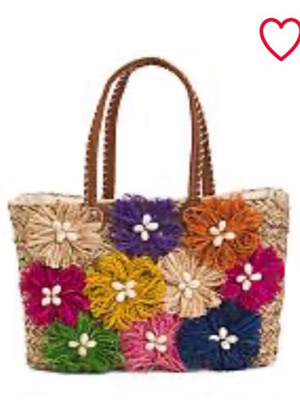 Urban Expressions Multicolor Floral Straw Tote with Brown Handles